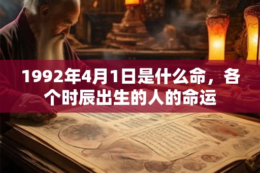 1992年4月1日是什么命，各个时辰出生的人的命运