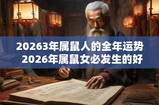20263年属鼠人的全年运势 2026年属鼠女必发生的好事 20263年属鼠人的全年运势 2026年属鼠女必发生的好事