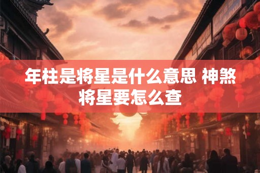 年柱是将星是什么意思 神煞将星要怎么查