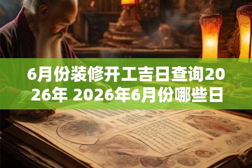 6月份装修开工吉日查询2026年 2026年6月份哪些日期适合开展装修工作