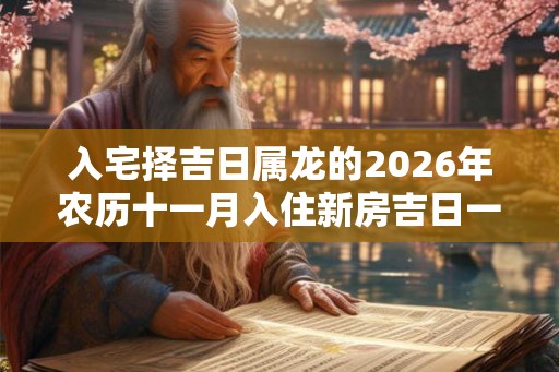 入宅择吉日属龙的2026年农历十一月入住新房吉日一览