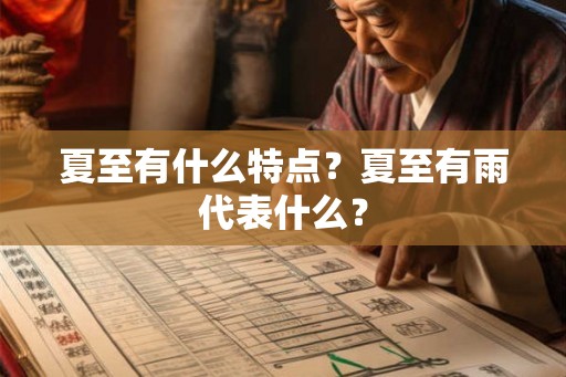 夏至有什么特点？夏至有雨代表什么？
