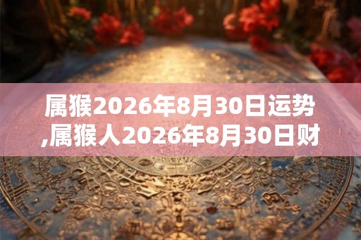 属猴2026年8月30日运势,属猴人2026年8月30日财运,生肖猴2026年8月30日运势