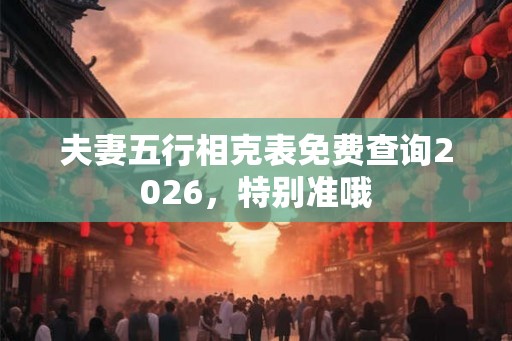 夫妻五行相克表免费查询2026，特别准哦