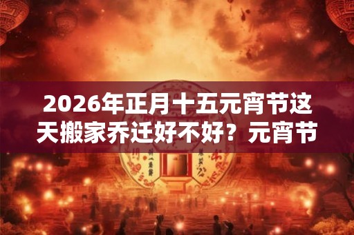 2026年正月十五元宵节这天搬家乔迁好不好？元宵节前后搬家吉日是哪天？