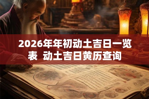 2026年年初动土吉日一览表  动土吉日黄历查询