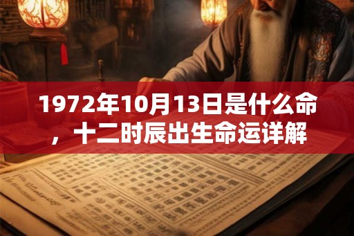 1972年10月13日是什么命，十二时辰出生命运详解