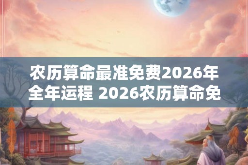 农历算命最准免费2026年全年运程 2026农历算命免费运程准吗 农历算命最准免费2026年全年运程 2026农历算命免费运程准吗