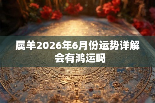 属羊2026年6月份运势详解 会有鸿运吗 属羊2026年6月份运势详解 会有鸿运吗