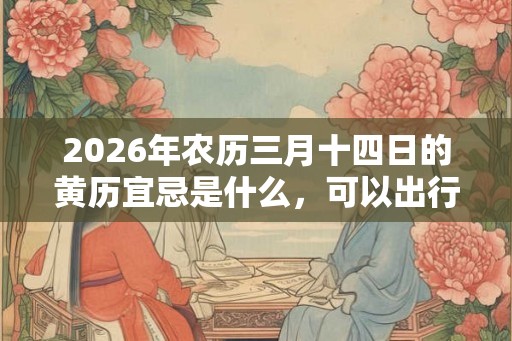 2026年农历三月十四日的黄历宜忌是什么，可以出行出游吗？
