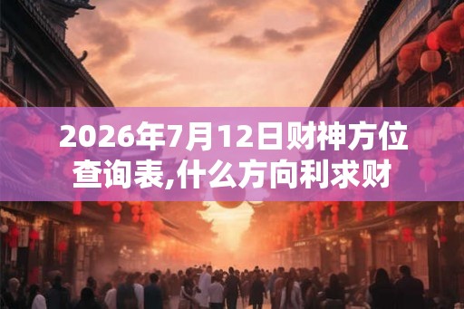 2026年7月12日财神方位查询表,什么方向利求财 2026年7月12日财神方位查询表,什么方向利求财