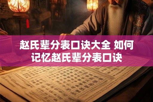 赵氏辈分表口诀大全 如何记忆赵氏辈分表口诀 赵氏辈分表口诀大全 如何记忆赵氏辈分表口诀