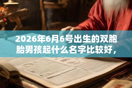 2026年6月6号出生的双胞胎男孩起什么名字比较好，五行属什么
