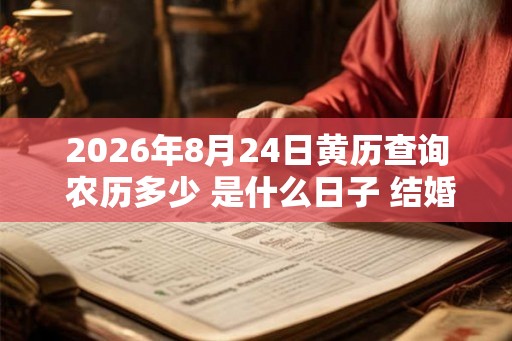 2026年8月24日黄历查询 农历多少 是什么日子 结婚吉时 2026年8月24日黄历查询 农历多少 是什么日子 结婚吉时