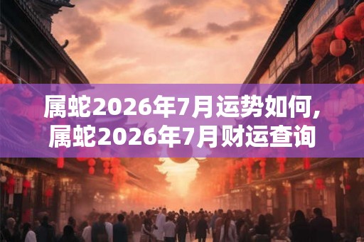 属蛇2026年7月运势如何,属蛇2026年7月财运查询