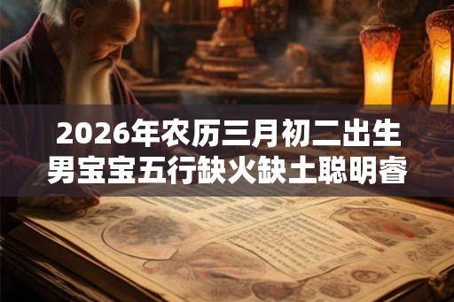2026年农历三月初二出生男宝宝五行缺火缺土聪明睿智男孩名字