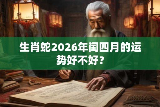 生肖蛇2026年闰四月的运势好不好？
