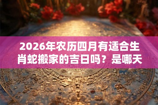 2026年农历四月有适合生肖蛇搬家的吉日吗?是哪天? 2026年农历四月有适合生肖蛇搬家的吉日吗?是哪天?