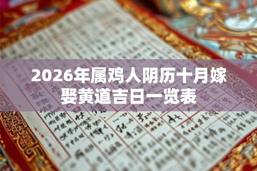 2026年属鸡人阴历十月嫁娶黄道吉日一览表