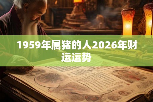 1959年属猪的人2026年财运运势