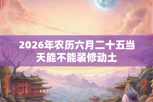 2026年农历六月二十五当天能不能装修动土