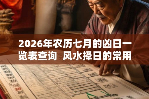 2026年农历七月的凶日一览表查询  风水择日的常用方法