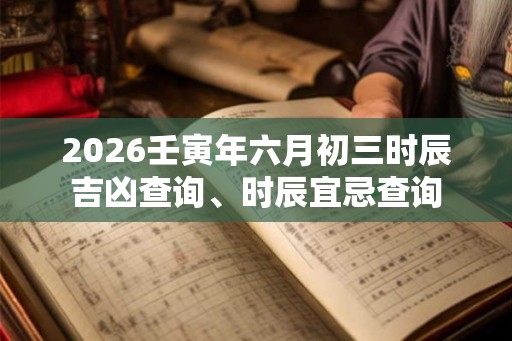 2026壬寅年六月初三时辰吉凶查询、时辰宜忌查询