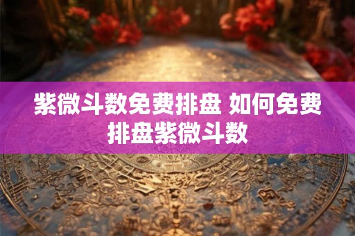 紫微斗数免费排盘 如何免费排盘紫微斗数