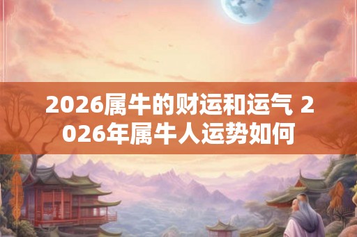 2026属牛的财运和运气 2026年属牛人运势如何