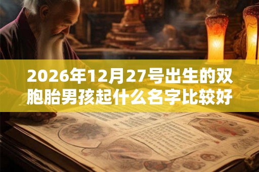 2026年12月27号出生的双胞胎男孩起什么名字比较好，五行属什么