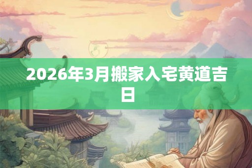 2026年3月搬家入宅黄道吉日