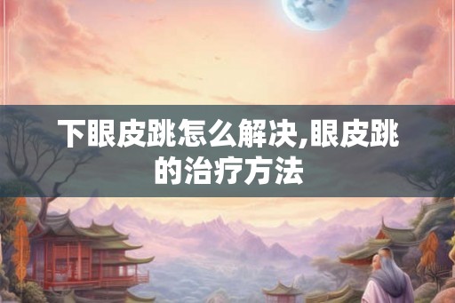 下眼皮跳怎么解决,眼皮跳的治疗方法