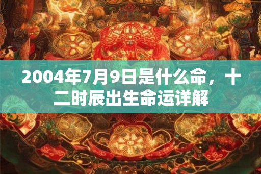 2004年7月9日是什么命，十二时辰出生命运详解