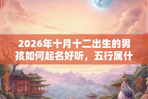 2026年十月十二出生的男孩如何起名好听，五行属什么