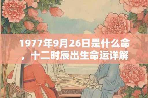1977年9月26日是什么命，十二时辰出生命运详解