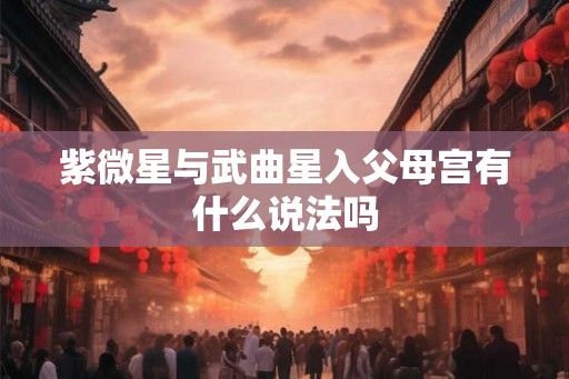 紫微星与武曲星入父母宫有什么说法吗