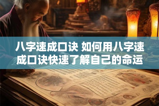 八字速成口诀 如何用八字速成口诀快速了解自己的命运