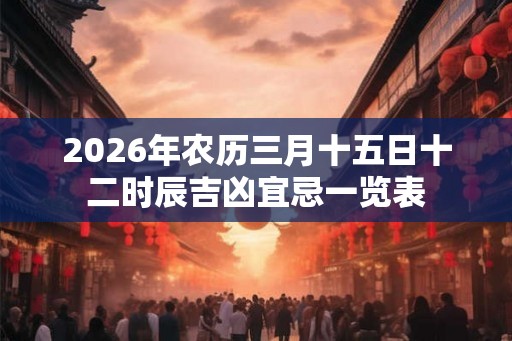 2026年农历三月十五日十二时辰吉凶宜忌一览表