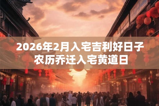 2026年2月入宅吉利好日子 农历乔迁入宅黄道日