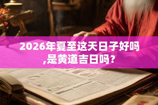 2026年夏至这天日子好吗,是黄道吉日吗？