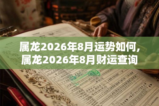 属龙2026年8月运势如何,属龙2026年8月财运查询