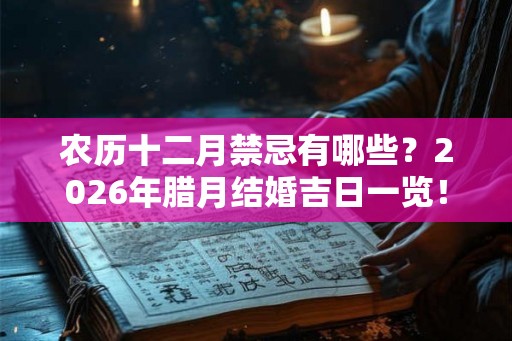 农历十二月禁忌有哪些？2026年腊月结婚吉日一览！