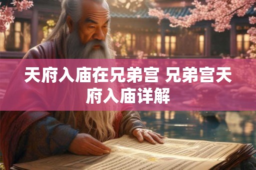 天府入庙在兄弟宫 兄弟宫天府入庙详解