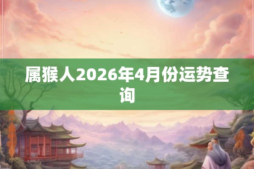 属猴人2026年4月份运势查询