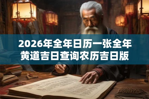 2026年全年日历一张全年黄道吉日查询农历吉日版