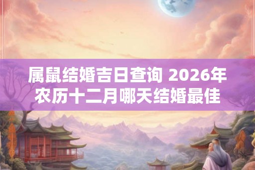 属鼠结婚吉日查询 2026年农历十二月哪天结婚最佳