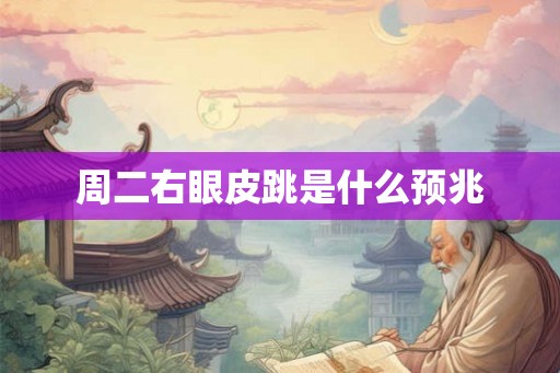 周二右眼皮跳是什么预兆