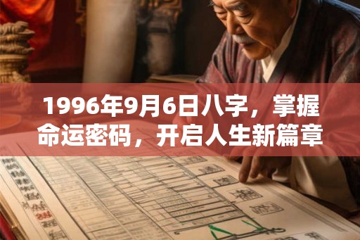 1996年9月6日八字，掌握命运密码，开启人生新篇章！