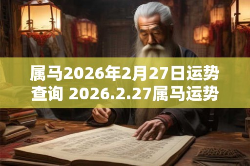 属马2026年2月27日运势查询 2026.2.27属马运势分析