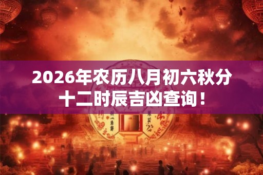 2026年农历八月初六秋分十二时辰吉凶查询！